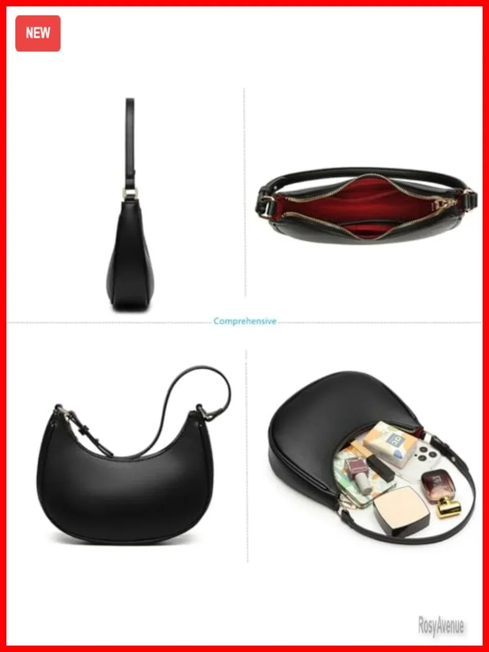Crescent Y2K Small Shoulder Bag Clutch Purse Vegan Leather Crossbody